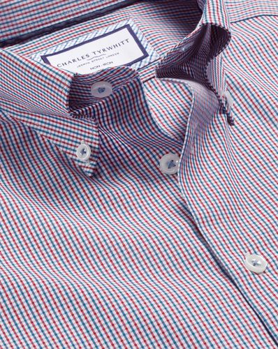 Chemise À Carreaux Vichy Et Col Boutonné Sans Repassage - par - Charles Tyrwhitt - Modalova