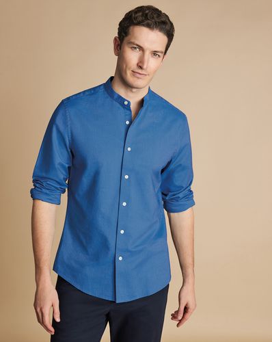 Chemise Oxford Délavée Extensible Sans Col - Océan par - Charles Tyrwhitt - Modalova