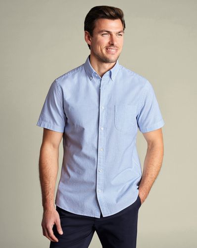 Chemise À Rayures Oxford Délavée À Manches Courtes Et Col Boutonné - Océan par - Charles Tyrwhitt - Modalova