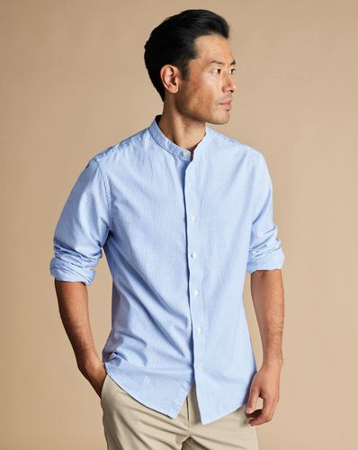 Chemise Oxford Délavée Extensible À Rayures Sans Col - Océan par - Charles Tyrwhitt - Modalova