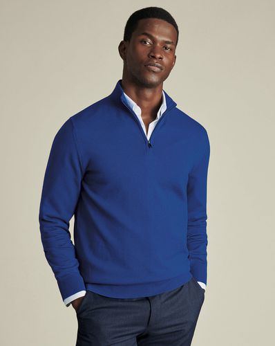 Pull À Col Fermeture Éclair En Mérinos - Cobalt par - Charles Tyrwhitt - Modalova