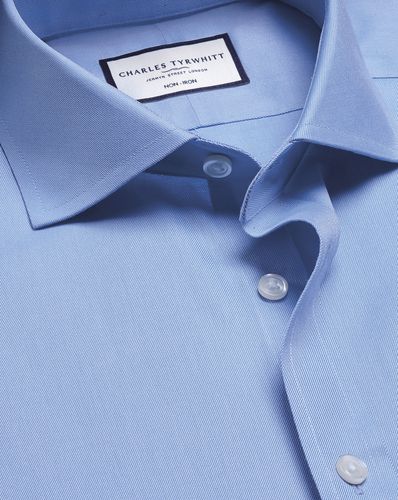 Chemise En Sergé À Col Italien Sans Repassage - Bleuet par - Charles Tyrwhitt - Modalova