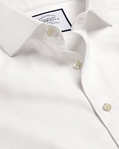 Chemise À Motif Chevrons À Col Italien Sans Repassage - Blanc Ivoire en par - Charles Tyrwhitt - Modalova