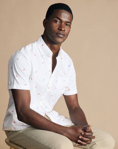 Chemise À Motif Homards À Manches Courtes Et Col Boutonné Sans Repassage - Blanc Multicolore en par - Charles Tyrwhitt - Modalova