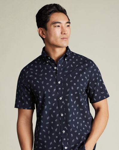 Chemise À Motif Coquillages À Manches Courtes Sans Repassage - Encre par - Charles Tyrwhitt - Modalova