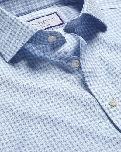 Chemise À Double Carreaux À Col Italien Sans Repassage - par - Charles Tyrwhitt - Modalova