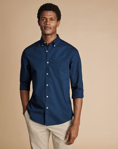 Chemise Extensible À Imprimé À Pois Sans Repassage - Pétrole par - Charles Tyrwhitt - Modalova