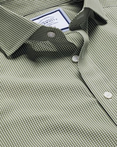 Chemise À Mini Carreaux Vichy Et Col Italien Sans Repassage - par - Charles Tyrwhitt - Modalova