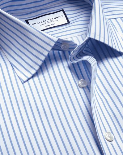 Chemise En Sergé À Rayures Et Col Classique Sans Repassage - Blanc Et par - Charles Tyrwhitt - Modalova