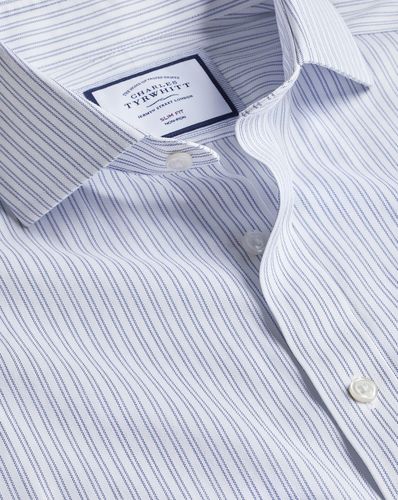 Chemise À Doubles Rayures À Col Italien Sans Repassage - par - Charles Tyrwhitt - Modalova