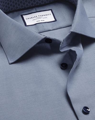 Chemise En Sergé À Col Semi-Italien Et Finition Imprimée - Acier par - Charles Tyrwhitt - Modalova