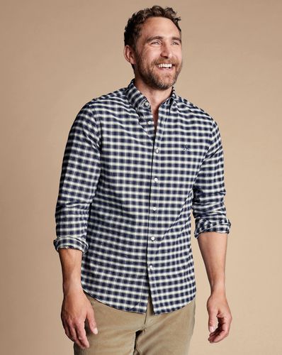 Chemise Oxford Délavée Et Brossée À Motif Quadrillé Et Col Boutonné - par - Charles Tyrwhitt - Modalova