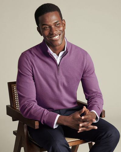 Pull À Col Fermeture Éclair En Cachemire - Violet par - Charles Tyrwhitt - Modalova