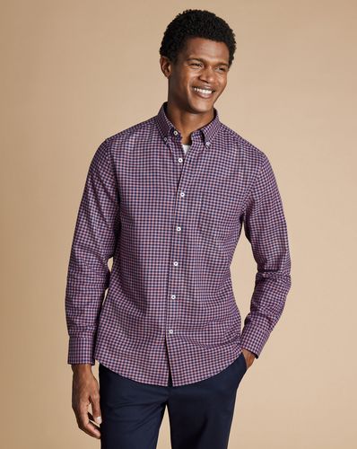 Chemise En Sergé À Carreaux À Col Boutonné Sans Repassage - Rose Foncé par - Charles Tyrwhitt - Modalova