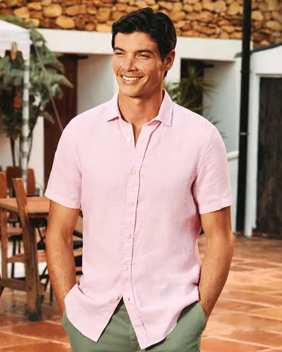 Chemise En Pur Lin À Manches Courtes - par - Charles Tyrwhitt - Modalova