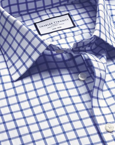 Chemise En Sergé Á Motif Quadrillé Et Col Classique Sans Repassage - Bleu Roi en par - Charles Tyrwhitt - Modalova