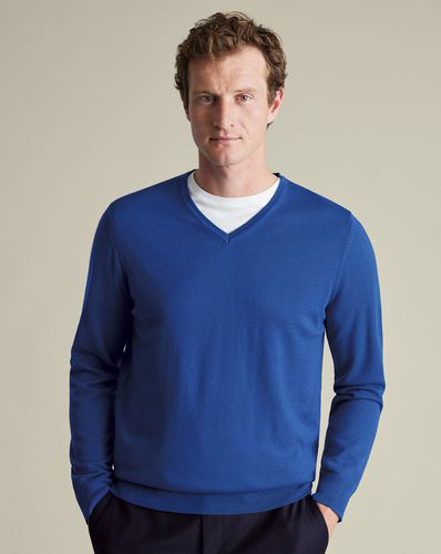 Pull À Col En V En Mérinos - Cobalt par - Charles Tyrwhitt - Modalova