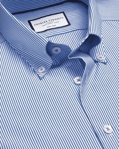 Chemise À Tissage Oxford Et Rayures À Col Boutonné Sans Repassage - Cobalt par - Charles Tyrwhitt - Modalova