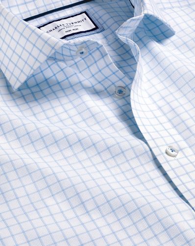 Chemise À Carreaux Tissage Clifton À Col Italien Sans Repassage - Bleuet par - Charles Tyrwhitt - Modalova