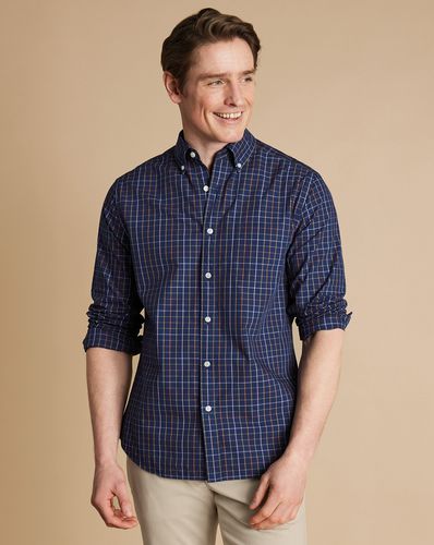 Chemise En Popeline Extensible À Motif Quadrillé À Col Boutonné Sans Repassage - Marine par - Charles Tyrwhitt - Modalova