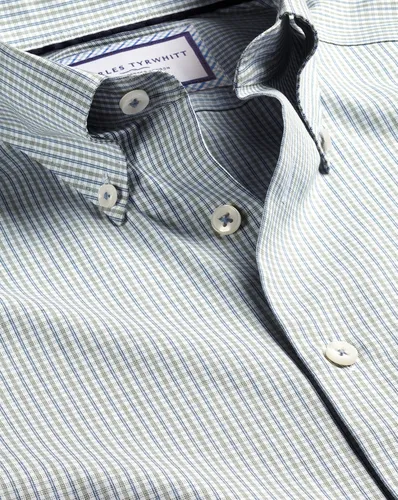 Col Boutonné Chemise À Carreaux Oxford Twin Sans Repassage - par - Charles Tyrwhitt - Modalova