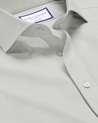 Chemise En Sergé À Col Italien Sans Repassage - Gris par - Charles Tyrwhitt - Modalova