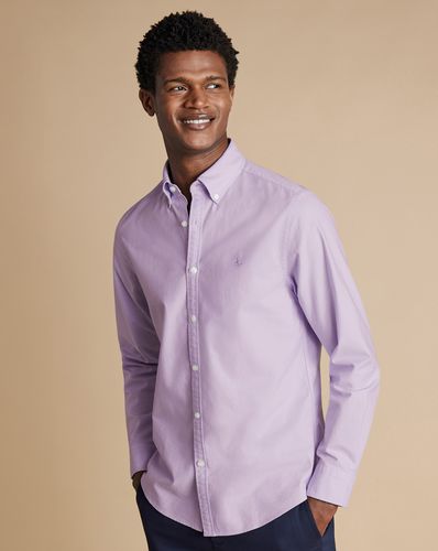 Chemise Oxford Délavée Extensible À Col Boutonné - Foncé par - Charles Tyrwhitt - Modalova