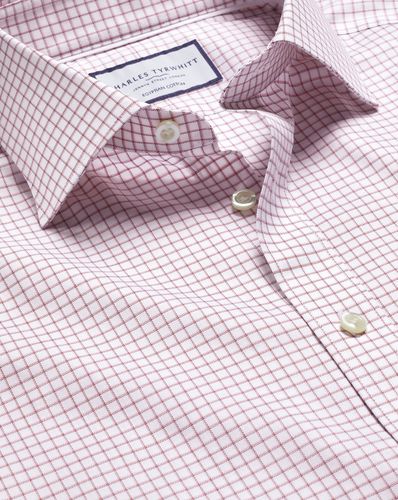 Chemise En Sergé De Coton Égyptien À Carreaux Col Semi-Italien - Foncé par - Charles Tyrwhitt - Modalova