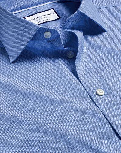 Chemise À Tissage Hudson En Coton Égyptien À Col Semi-Italien - Bleuet par - Charles Tyrwhitt - Modalova