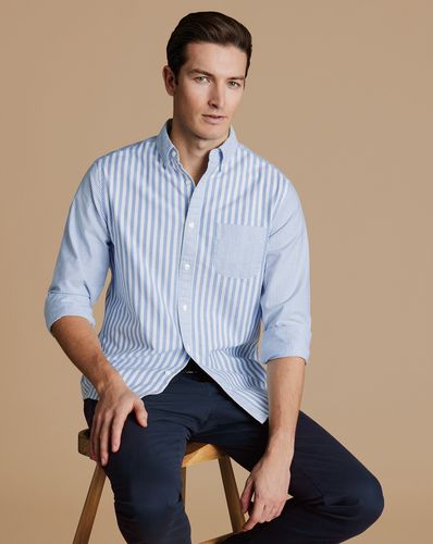 Chemise Oxford Délavée Extensible À Rayures Patchwork Et Col Boutonné - Océan par - Charles Tyrwhitt - Modalova