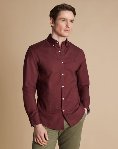 Chemise Oxford Délavée Extensible À Col Boutonné - par - Charles Tyrwhitt - Modalova