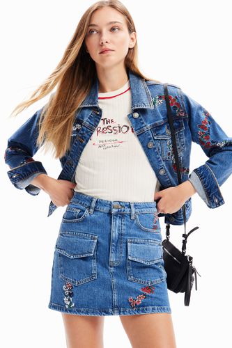 Mini-jupe jean fleurs - Desigual - Modalova