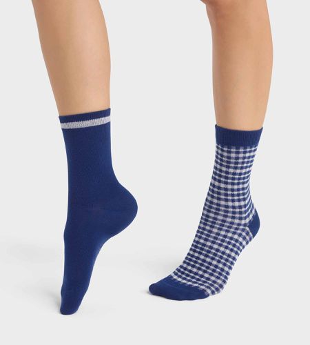 Lot de 2 paires de chaussettes motif vichy Bleu Coton Style - DIM - Modalova