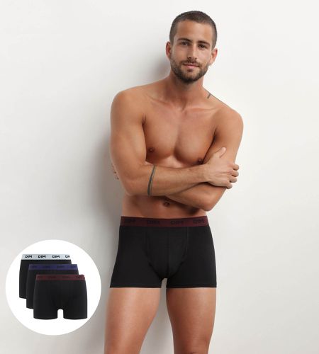 Lot de 3 boxers noir ceinture colorée Raisin Mix & Colors - DIM - Modalova