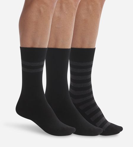 Lot de 3 paires de chaussettes Noir à rayures Coton Style - DIM - Modalova