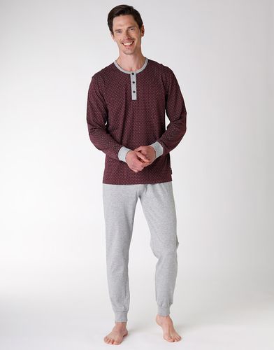 Pyjama long jersey, bordeaux à imprimé - DIM - Modalova