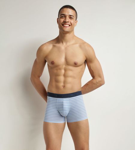 Boxer en coton stretch Bleu à rayures Fancy - DIM - Modalova