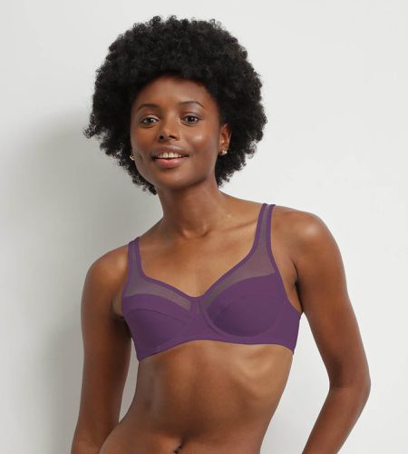 Soutien-gorge à armatures en microfibre et tulle Prune Generous - DIM - Modalova