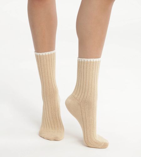 Chaussettes en maille côtelée unie Beige Vanille Bambou - DIM - Modalova