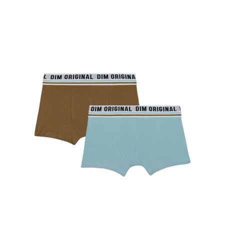 Lot de 2 boxers coton stretch Bleu Marron ceinture rétro Originals - DIM - Modalova