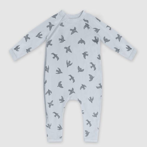 Pyjama bébé zippé en coton bio avec motifs oiseaux Bleu Baby - DIM - Modalova