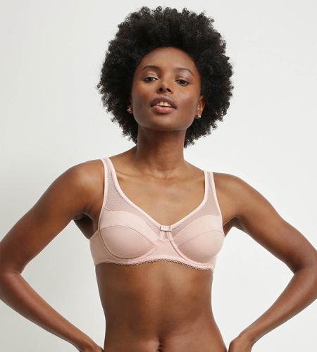 Soutien-gorge emboitant en coton bio et plumetis Rose Generous - DIM - Modalova