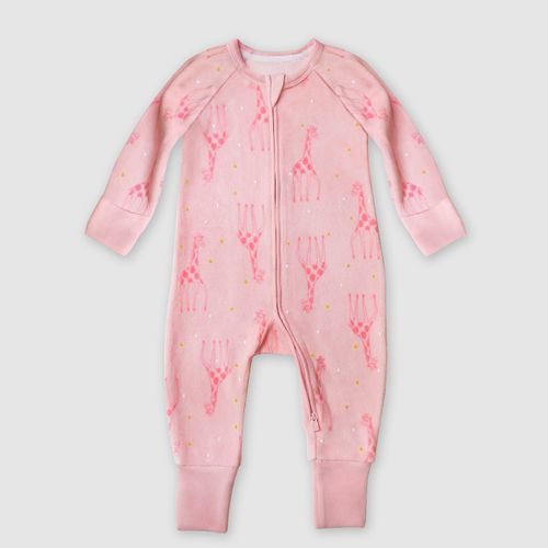 Pyjama bébé velours à zip double sens motif girafe rose ZIPPY ® - DIM - Modalova