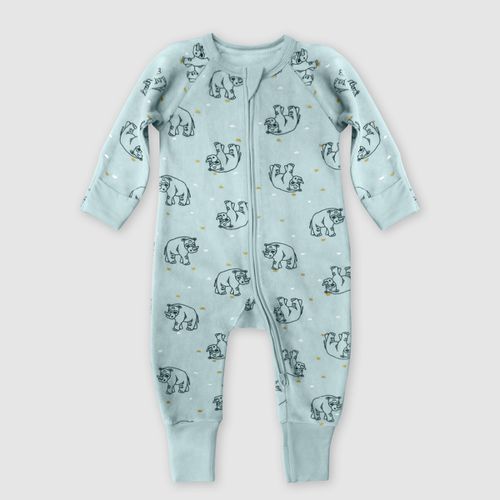 Pyjama bébé velours à zip double sens motif Rhino Bleu baby - DIM - Modalova