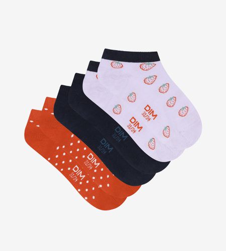 Lot de 3 paires de socquettes enfant Lila à motif fraise Coton Style - DIM - Modalova