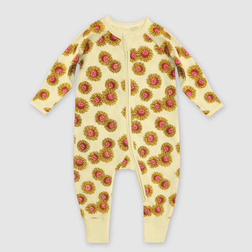 Pyjama bébé zippé en coton stretch Jaune imprimé tournesol ZIPPY ® - DIM - Modalova