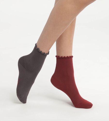 Lot de 2 paires de chaussettes à volants Rouge Modal - DIM - Modalova