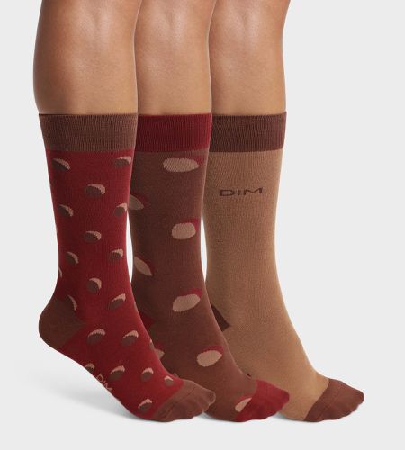 Lot de 3 paires de chaussettes à pois Rouge Acajou Coton Style - DIM - Modalova