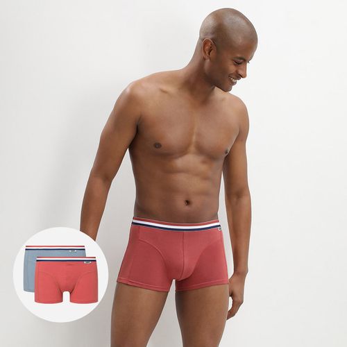 Lot de 2 boxers coton stretch ceinture tricolore rouge gris Eco - DIM - Modalova