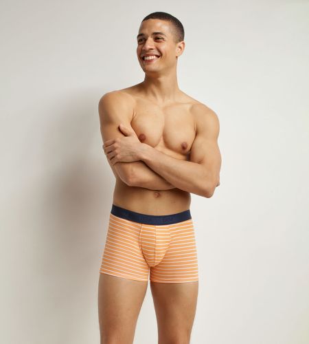 Boxer en coton stretch Orange à rayures Fancy - DIM - Modalova